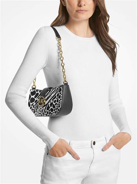 Carmen Small Animal Print Calf Hair Shoulder Bag 